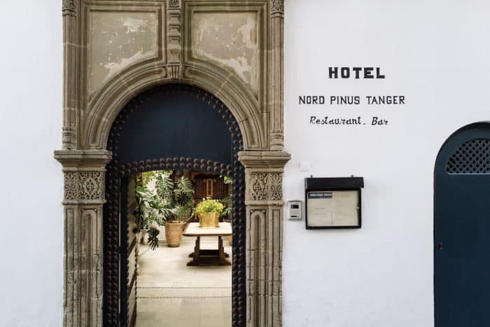 Entrance to Hotel Nord Pinus in Tangier, Morocco.