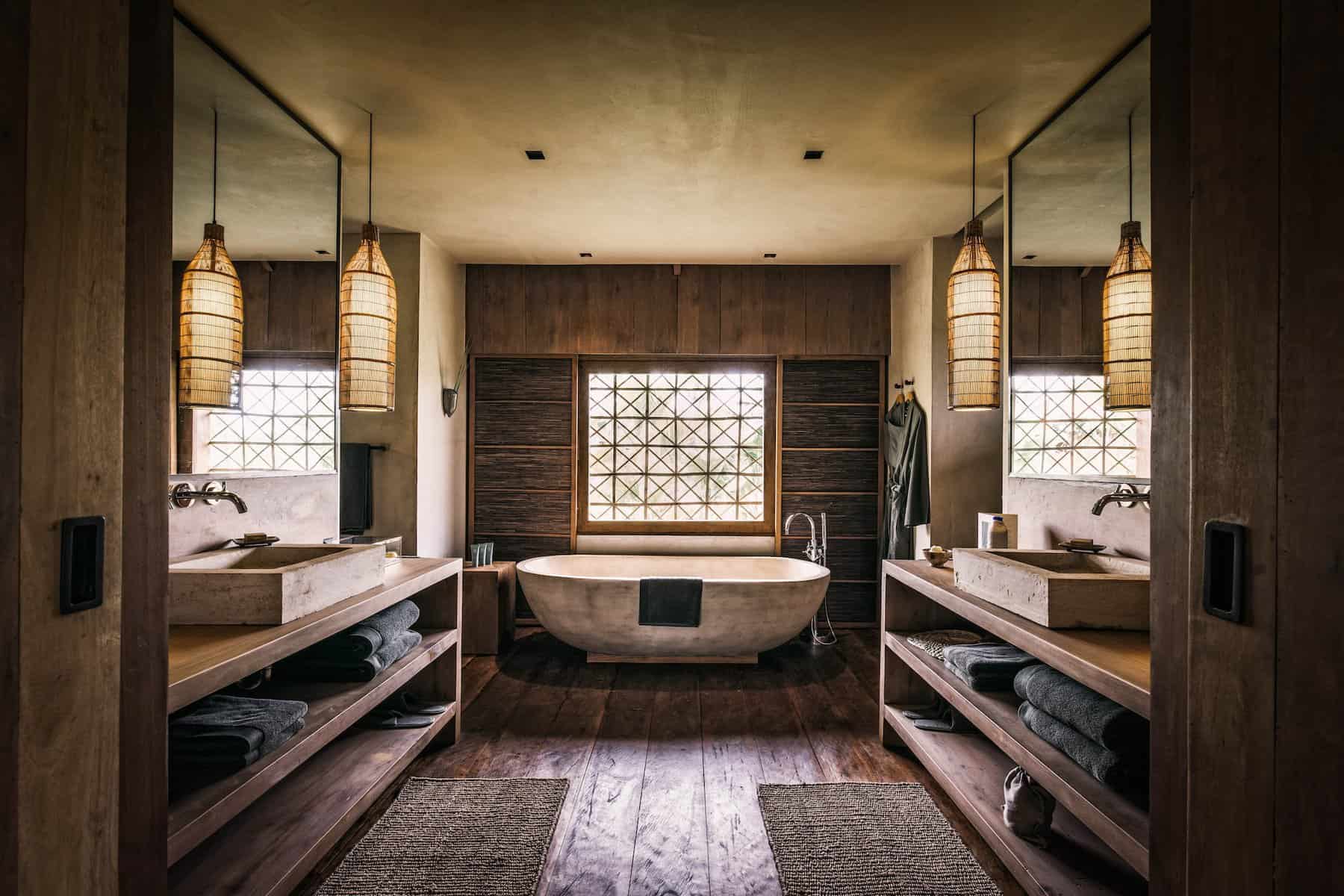 Zannier Hotels Phum Baitang - Villa Bathroom 1 - © Zannier Hotels Large soaking tub in the bathroom of a guest villa, Zannier Phum Baitaing.