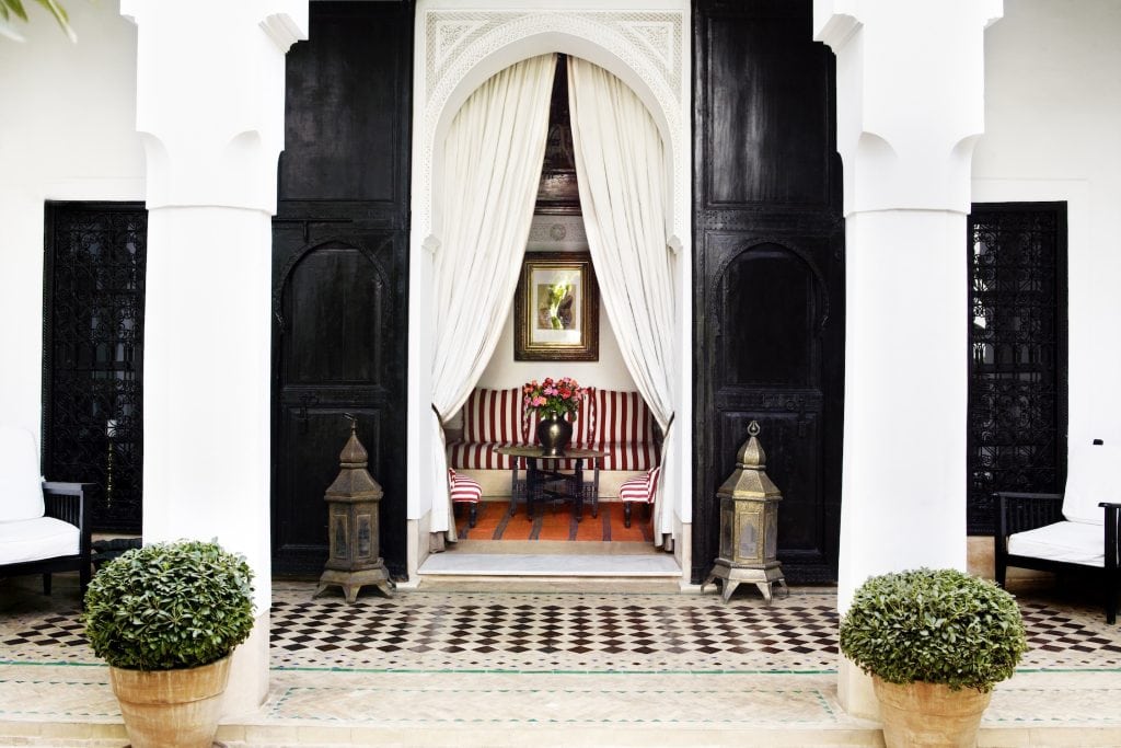 A view toward the Orientalist bar of L'Hotel Marrakech.