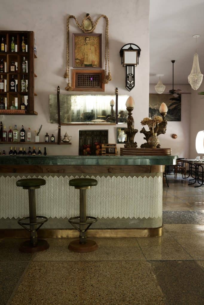 Original interiors from the 1930's at Pétanque Social Club in Gueliz, Marrakech.
