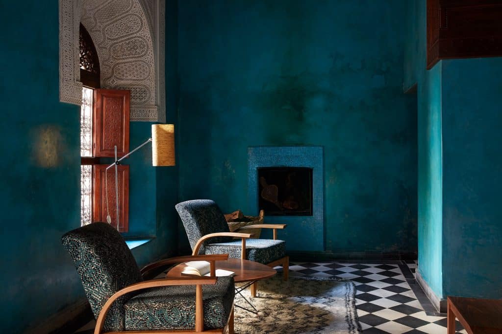 Many of El Fenn's 41 guest rooms come with a fireplace.