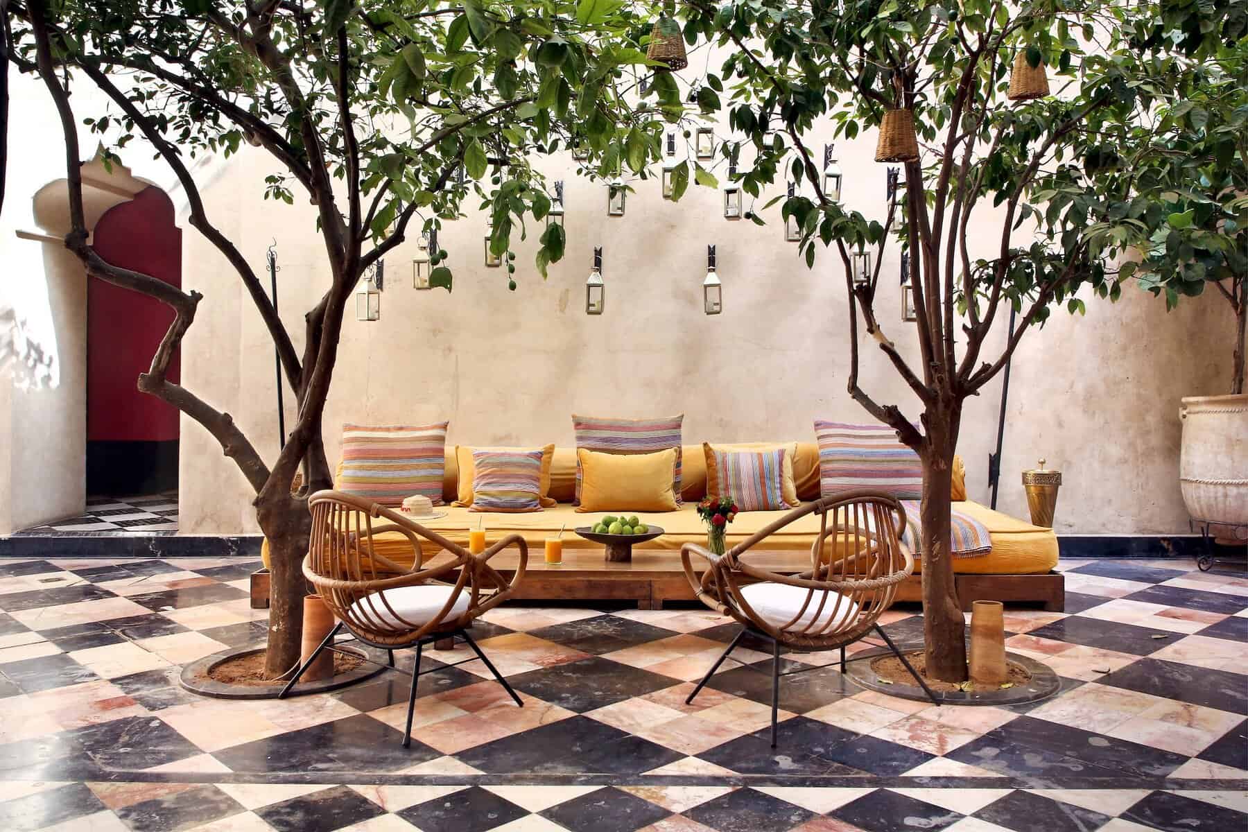 El Fenn spans a series of interconnected riads at the centre of the Marrakech medina.