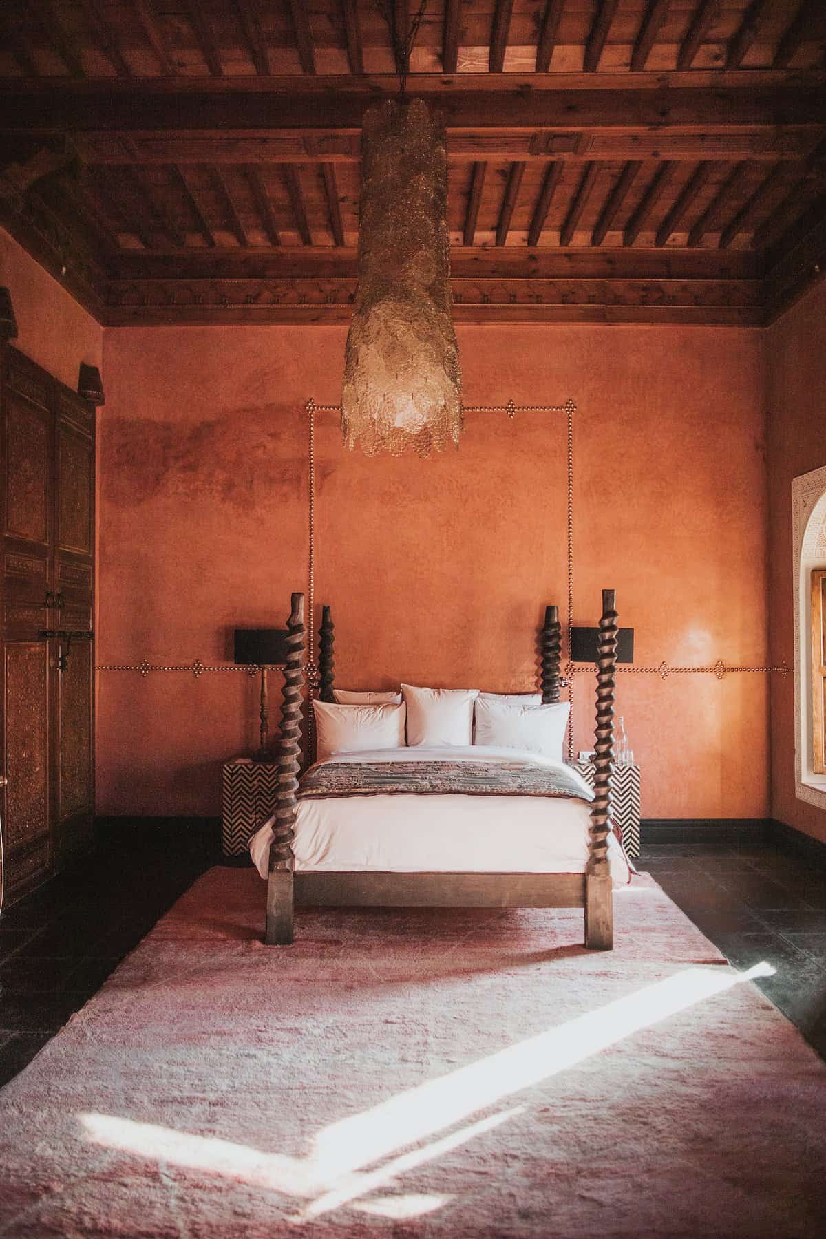 One of the more earthy of El Fenn's 41 guest rooms in the Marrakech Medina, Morocco.