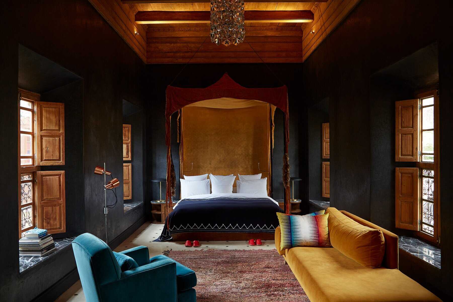 A palatial Extra-Large Suite at Marrakech boutique hotel, El Fenn.