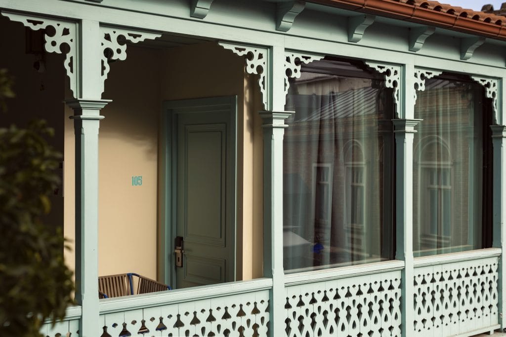 The Blue Fox Hotel Balcony detail, The Blue Fox Hotel Tbilisi.