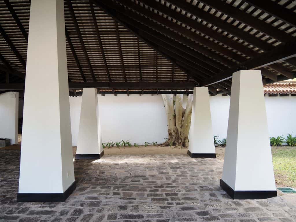 Open-air pavilion designed by Sri Lankan architect Geoffrey Bawa at Jetwing Lagoon Wellness.