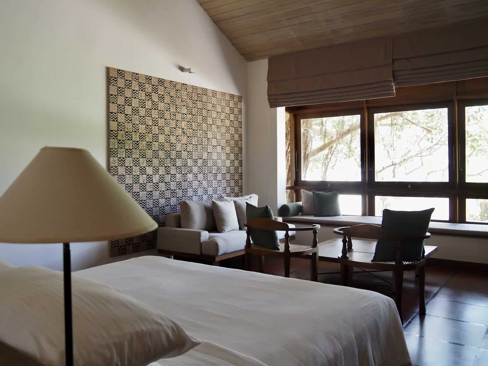 Interior, Luxury Room with Terrace, Jetwing Lagoon Wellness boutique hotel designed by Geoffrey Bawa.