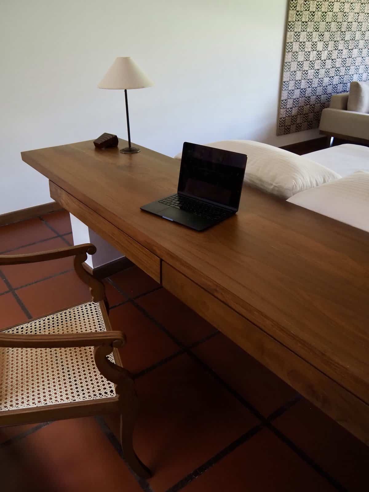 Desk, Luxury Room with Terrace, Jetwing Lagoon Wellness boutique hotel Sri Lanka.