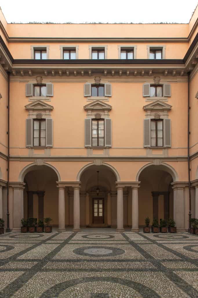 The 17th-century Palazzo Orsini in Milan serves as the headquarters of Giorgio Armani.