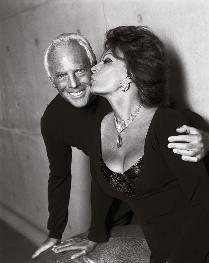 Giorgio Armani and Sophia Loren in New York in 1988.