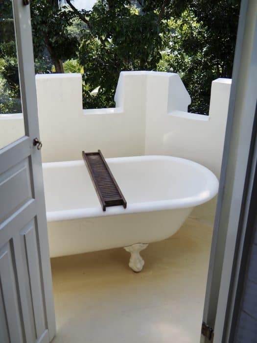 Outdoor bathtub, The Gallean Suite, The Sun House Galle, Sri Lanka.