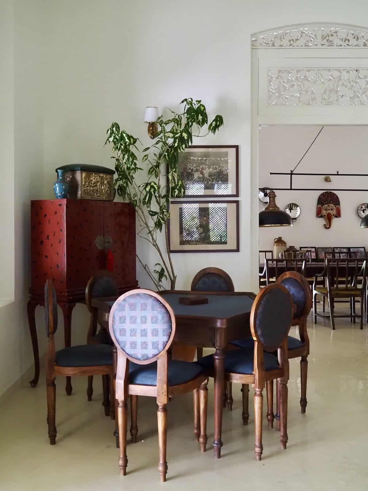 Card table in the drawing room of The Sun House boutique hotel, Galle Sri Lanka.