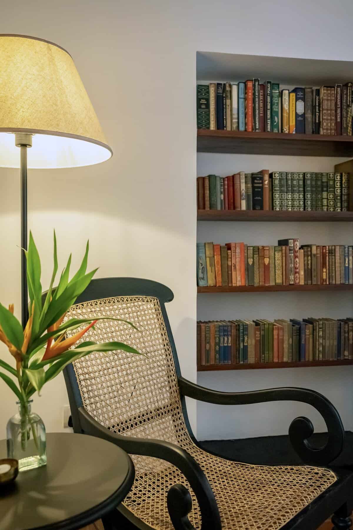 Bedroom with books, Writer's Lodge by Ishq, Galle, Sri Lanka.