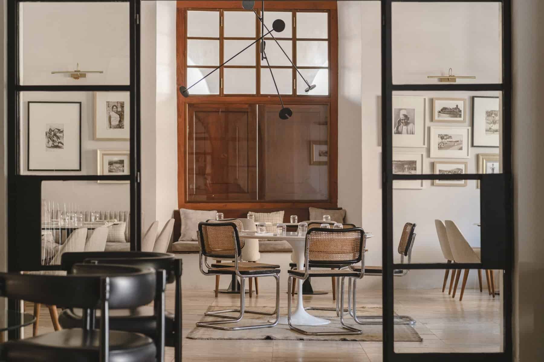 39-bistro-and-wine-bar-fort-printers Marcel Breuer cantilever chairs around tulip table, 39 Bistro & Bar, The Fort Printers hotel, Galle.