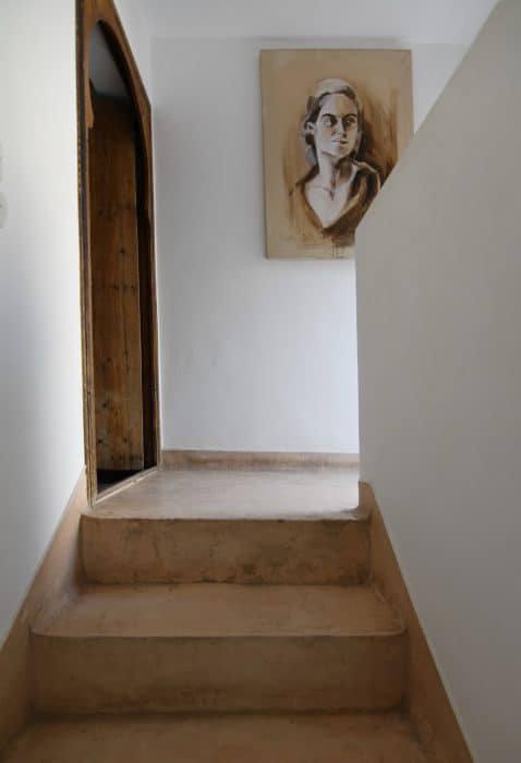 Portrait of Elsa Bauza's daughter Roxanne by the staircase, Riad UP, Marrakech.