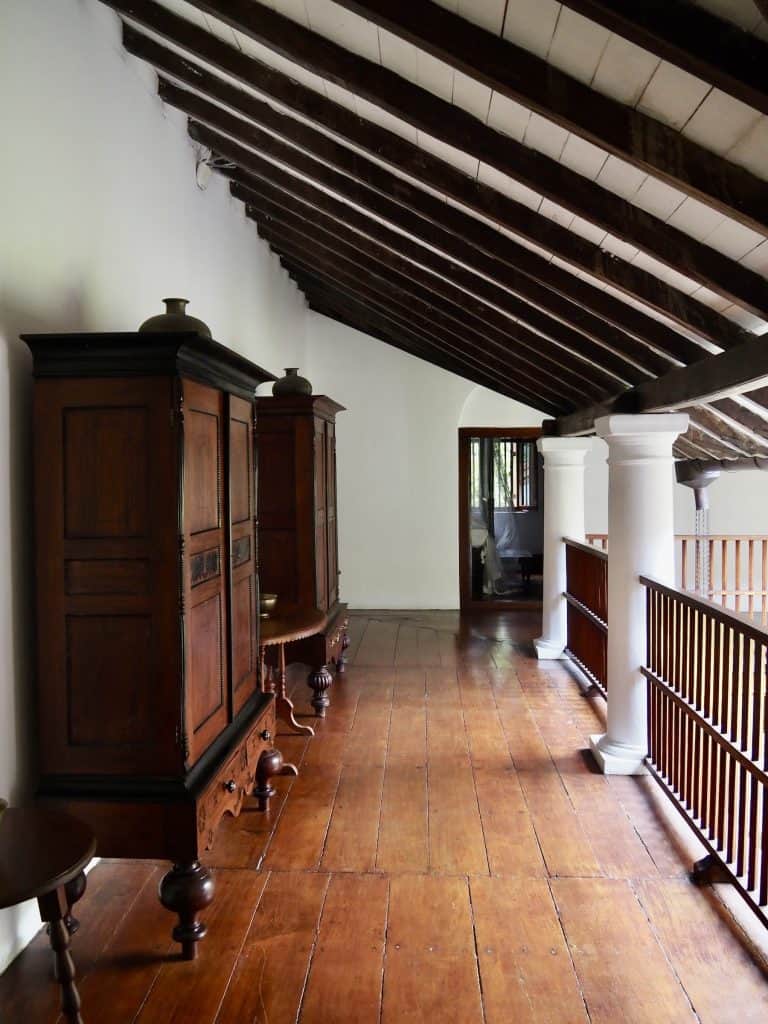Adigar's Manor Pair of Anglo-Indian armoires on the loggia, Adigar's Manor boutique hotel, Kandy, Sri Lanka.