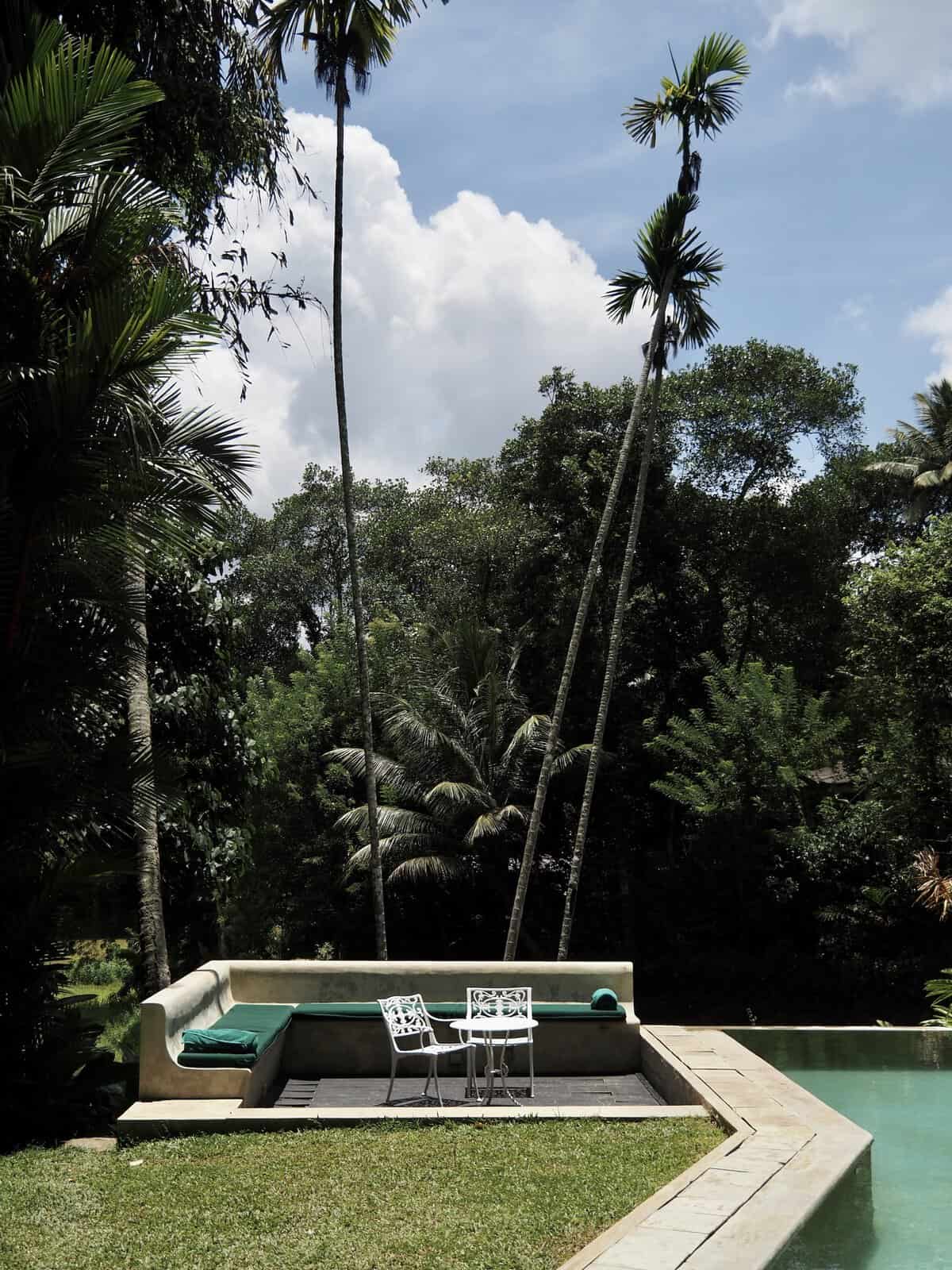 Adigar's Manor Swimming pool overlooking paddy fields, Adigar's Manor near Kandy, Sri Lanka.