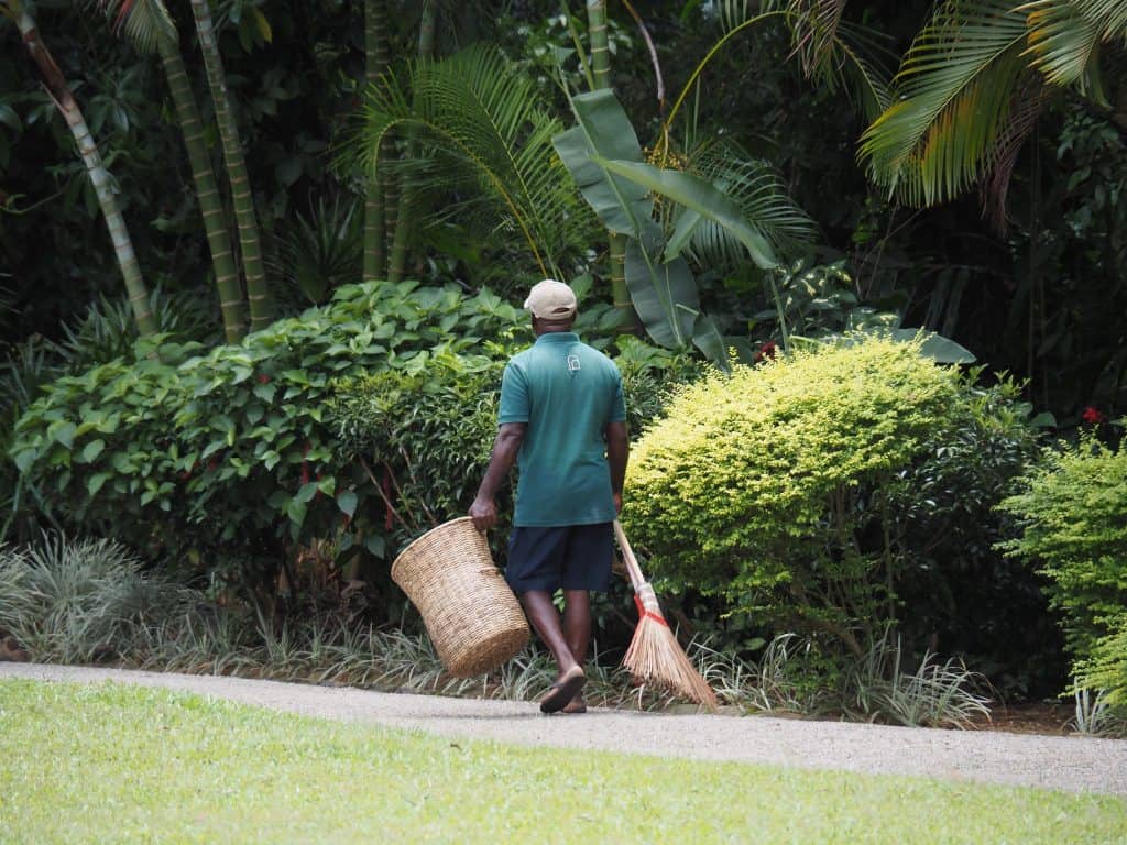 Adigar’s Manor Gardener, Adigar's Manor boutique hotel, Kandy, Sri Lanka.