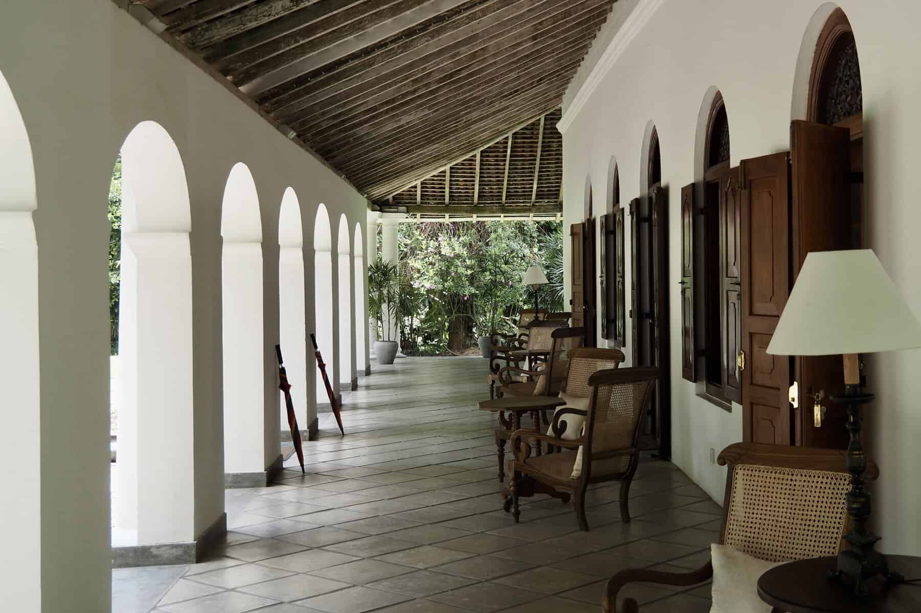 Adigar's Manor Anglo-Indian furniture on the veranda of Adigar's Manor, a boutique hotel near Kandy, Sri Lanka.