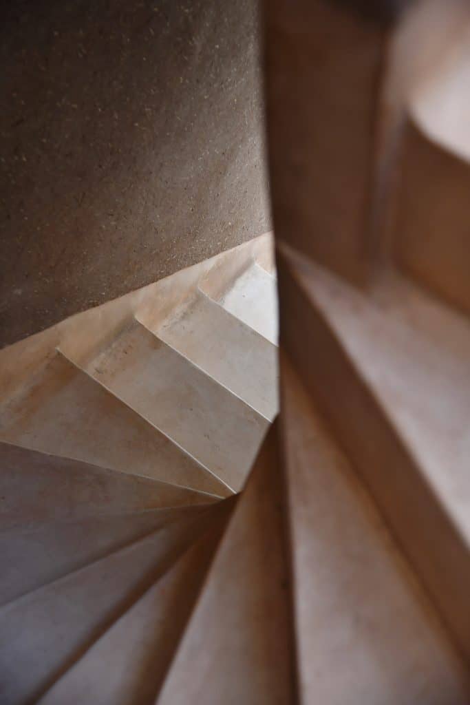 Riad UP. Staircase with steps in tadelakt, Riad UP, Marrakech.