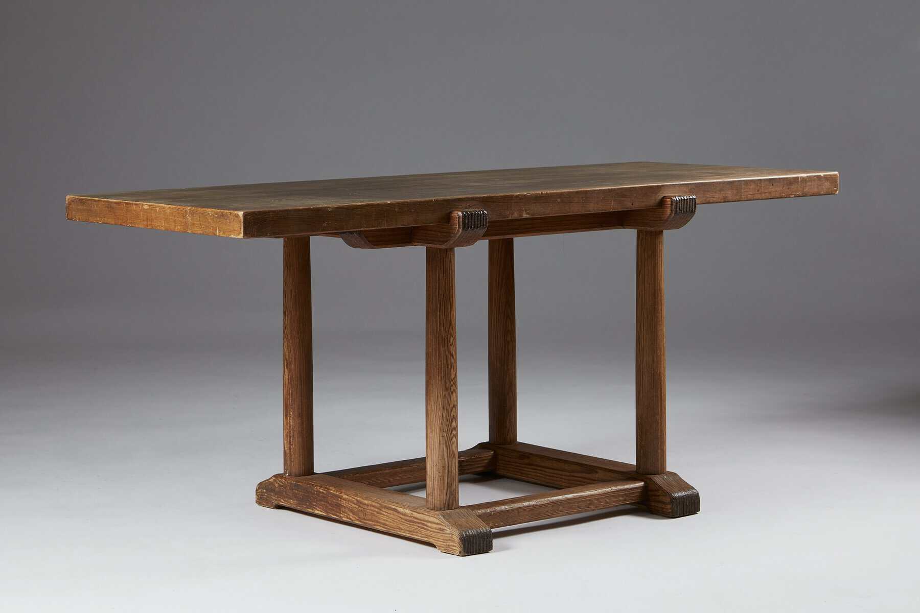 Axel Einar Hjorth. 1929 Sandhamn dining table by Axel Einar Hjorth for Nordiska Kompaniet, in solid pine with distinct ribbed detailing.