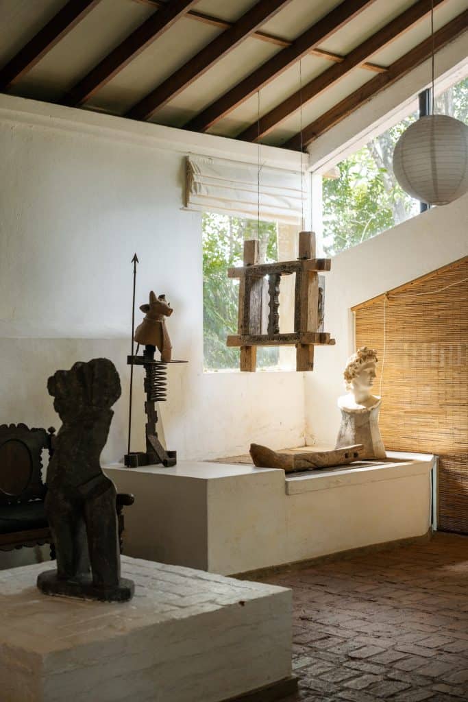 Lunuganga. Sculpture on display in the Gallery Studio, a guest room at Geoffrey Bawa's Lunuganga hotel.