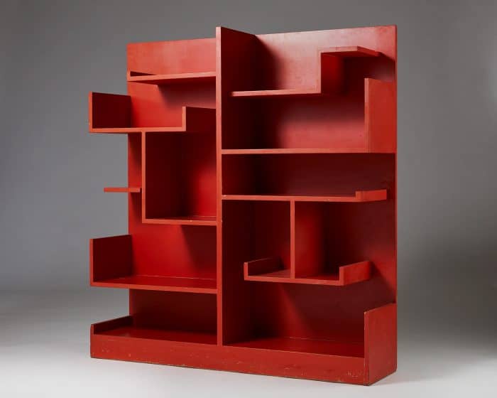 Axel Einar Hjorth. Rare Futurum shelving in Chinese red by Alex Einar Hjorth.